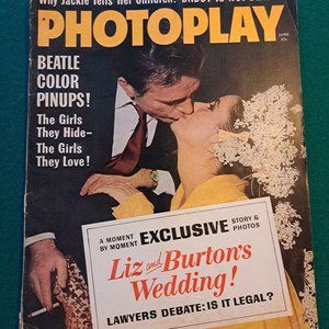 Vintage June 1964 Photoplay magazine, Liz Taylor on cover.